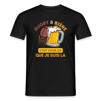 bugby et bière match de rugby - T-shirt homme - noir - Devant - AI Model Male 178 light (178cm)