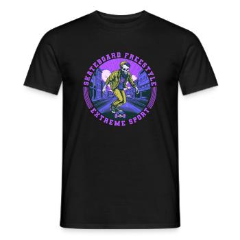 Cool Skull Skeleton Skateboard Skater - Men's T-Shirt - black - Front - AI Model Male 178 light (178cm)