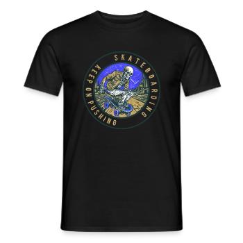 Skull Skeleton Skateboard Skater Gift - Men's T-Shirt - black - Front - AI Model Male 178 light (178cm)