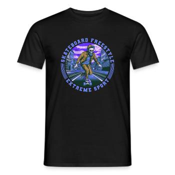 Cool Skull Skeleton Skateboard Skater - Men's T-Shirt - black - Front - AI Model Male 178 light (178cm)