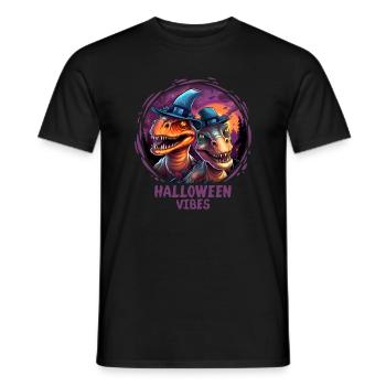 Halloween Vibes Dinosaur Velociraptor Dino - Men's T-Shirt - black - Front - AI Model Male 178 light (178cm)