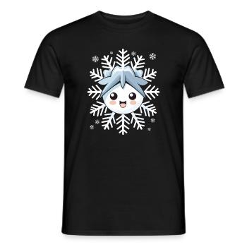 Cadeau mignon drôle de flocon de neige d’hiver Kawaii - T-shirt homme - noir - Devant - AI Model Male 178 light (178cm)