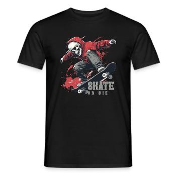 Skeleton Skull Skater Skateboarder Skateboard - Men's T-Shirt - black - Front - AI Model Male 178 light (178cm)