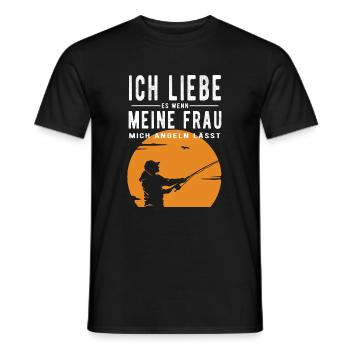 Ich liebe meine Frau wenn sie mich angeln lässt - Männer T-Shirt - Schwarz - Vorne - AI Model Male 178 light (178cm)