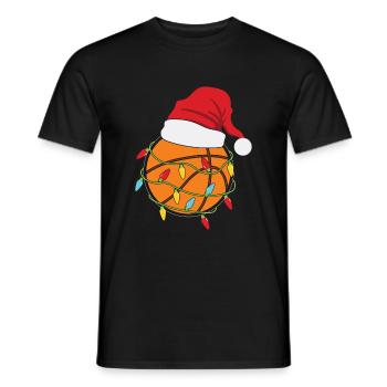 Basketball christmas light chain basketball players - Men's T-Shirt - black - Front - AI Model Male 178 light (178cm)