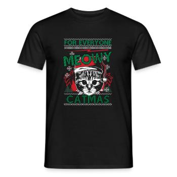 Chat Chat Chat Ugly Pull de Noël Cadeau - T-shirt homme - noir - Devant - AI Model Male 178 light (178cm)