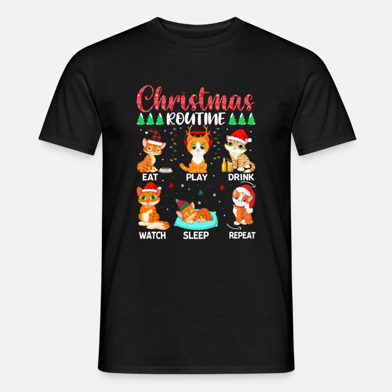 Routine de Noël Chat - T-shirt homme - noir