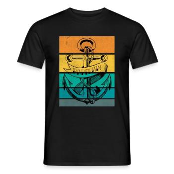 Retro Papitän Vatertag Boot Schiff Papa - Männer T-Shirt - Schwarz - Vorne - AI Model Male 178 light (178cm)