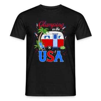 Glamping in The USA July 4th - Men's T-Shirt - black - Front - AI Model Male 178 light (178cm)