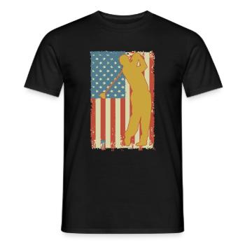 Golfing American Flag - Men's T-Shirt - black - Front - AI Model Male 178 light (178cm)