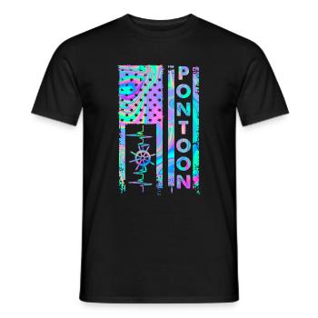 Pontoon American Flag - Men's T-Shirt - black - Front - AI Model Male 178 light (178cm)