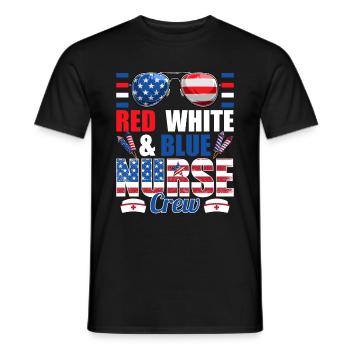 Red White Blue Nurse Crew American Flag - Men's T-Shirt - black - Front - AI Model Male 178 light (178cm)