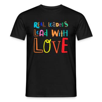 De vrais leaders mènent avec amour le Mois de la fierté LGBT - T-shirt homme - noir - Devant - AI Model Male 178 light (178cm)