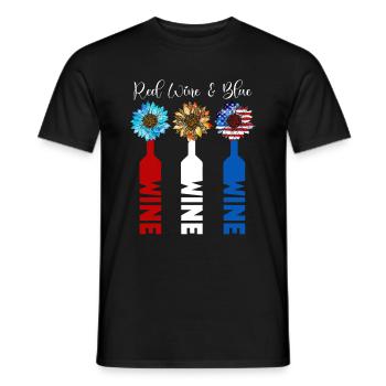 Vin Rouge Bleu 4 Juillet - T-shirt homme - noir - Devant - AI Model Male 178 light (178cm)