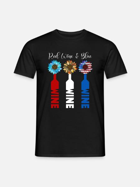 Vin Rouge Bleu 4 Juillet - T-shirt homme - noir