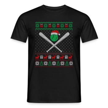 Baseball Christmas - Men's T-Shirt - black - Front - AI Model Male 178 light (178cm)