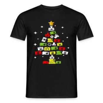 Photographer Job Christmas Tree Happy Holidays - Men's T-Shirt - black - Front - AI Model Male 178 light (178cm)