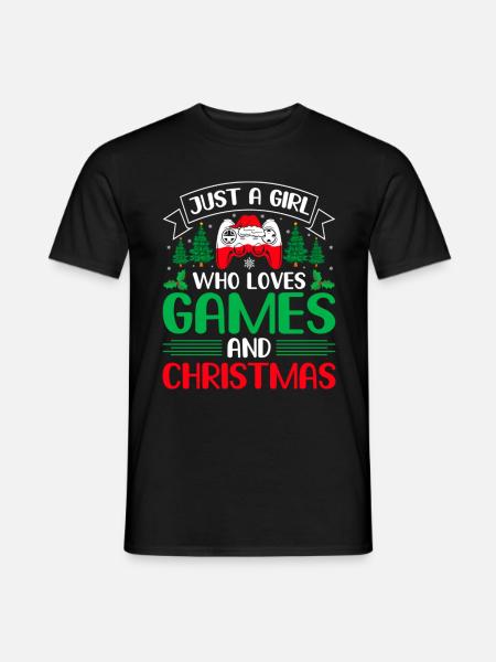 Just a girl who loves games and christmas - Männer T-Shirt - Schwarz