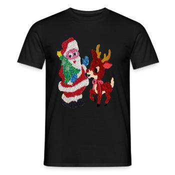 Christmas Santa Rudolph Vintage Melted Plastic - Men's T-Shirt - black - Front - AI Model Male 178 light (178cm)