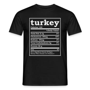 Turquie Faits nutritionnels Costume de Thanksgiving - T-shirt homme - noir - Devant - AI Model Male 178 light (178cm)