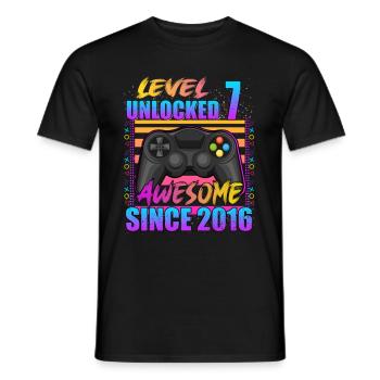 Video Game Level 7 Unlocked Awesome Since 2016 - Männer T-Shirt - Schwarz - Vorne - AI Model Male 178 light (178cm)