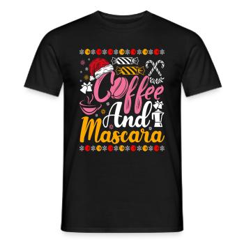 Café de Noël et Mascra pour les amoureux de Noël - T-shirt homme - noir - Devant - AI Model Male 178 light (178cm)