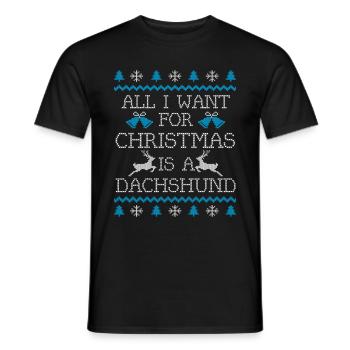 Christmas Dachshund Funny - Men's T-Shirt - black - Front - AI Model Male 178 light (178cm)