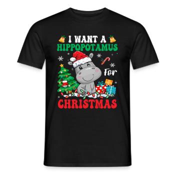 I Want A Hippopotamus For Christmas Lights Santa - Männer T-Shirt - Schwarz - Vorne - AI Model Male 178 light (178cm)