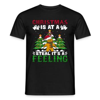 Christmas Is At A Steal It's A Feeling Gingerbread - Men's T-Shirt - black - Front - AI Model Male 178 light (178cm)