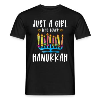 Just A Girl Who Loves Hanukkah Menorah Jewish - Men's T-Shirt - black - Front - AI Model Male 178 light (178cm)