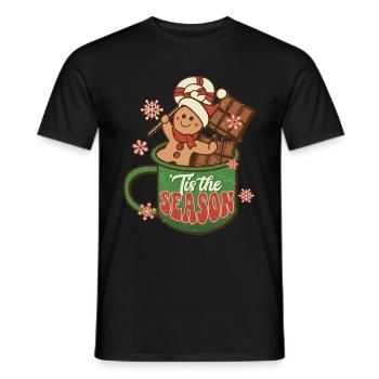 Retro Christmas Jingle Hot Cocoa Tis The Season - Men's T-Shirt - black - Front - AI Model Male 178 light (178cm)