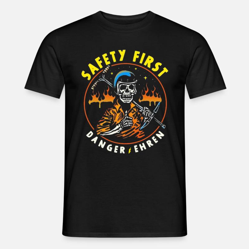 Safety First Danger Ehren - Männer T-Shirt - Schwarz