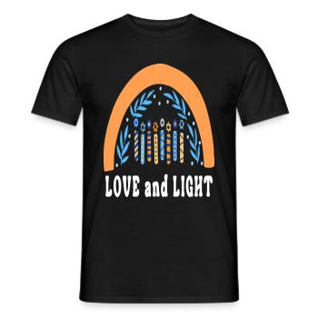 Amour Et Lumière Arc-en-ciel Hanoukka Hanoukka juive - T-shirt homme - noir - Devant - AI Model Male 178 light (178cm)