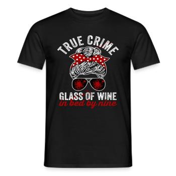 True Crime Un verre de vin au lit par neuf - T-shirt homme - noir - Devant - AI Model Male 178 light (178cm)