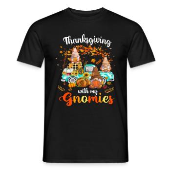 Thanksgiving With My Gnomies Friends Happy Fall - Men's T-Shirt - black - Front - AI Model Male 178 light (178cm)