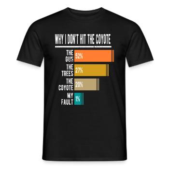 Coyote Hunter Saying Funny Coyote Hunting - Men's T-Shirt - black - Front - AI Model Male 178 light (178cm)