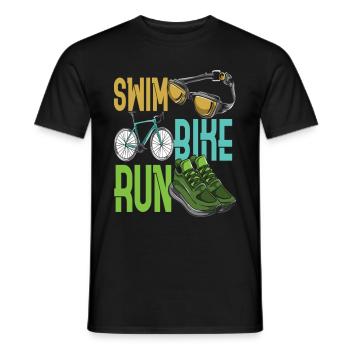 Children Triathlete Swim Bike Run Triathlon - Men's T-Shirt - black - Front - AI Model Male 178 light (178cm)