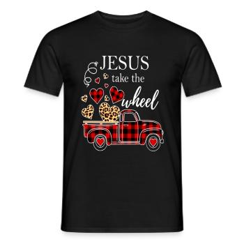 Christmas Jesus Take The Wheel - Men's T-Shirt - black - Front - AI Model Male 178 light (178cm)