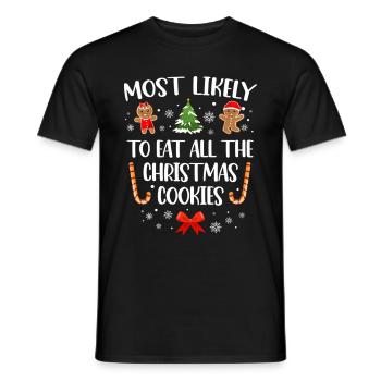 Les plus susceptibles de manger tous les biscuits de Noël drôles - T-shirt homme - noir - Devant - AI Model Male 178 light (178cm)