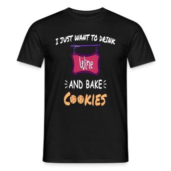 Je veux juste boire du vin et faire des biscuits - T-shirt homme - noir - Devant - AI Model Male 178 light (178cm)
