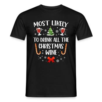 Most Likely To Drink All The Christmas Wine Funny - Men's T-Shirt - black - Front - AI Model Male 178 light (178cm)