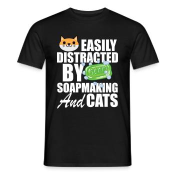 Soap Maker Easily Distracted By Soapmaking And Cat - Men's T-Shirt - black - Front - AI Model Male 178 light (178cm)