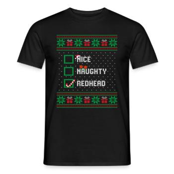 Nice Naughty Redhead Funny Christmas List Santa - Men's T-Shirt - black - Front - AI Model Male 178 light (178cm)