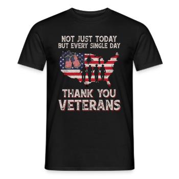 Not Just Today But Every Single Thank You Veterans - Men's T-Shirt - black - Front - AI Model Male 178 light (178cm)