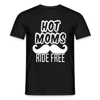 Hot Moms Ride Free Cougar Bait Moustache Funny - Men's T-Shirt - black - Front - AI Model Male 178 light (178cm)