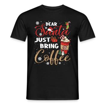 Cher Père Noël, apportez simplement un pyjama de Noël au café - T-shirt homme - noir - Devant - AI Model Male 178 light (178cm)