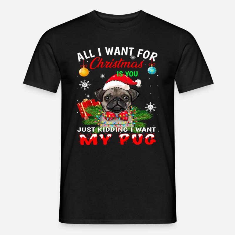 Cute Christmas Pug - Männer T-Shirt - Schwarz