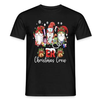 ER Nurse Christmas Crew Nurse Squad Gnomes Pajamas - Men's T-Shirt - black - Front - AI Model Male 178 light (178cm)