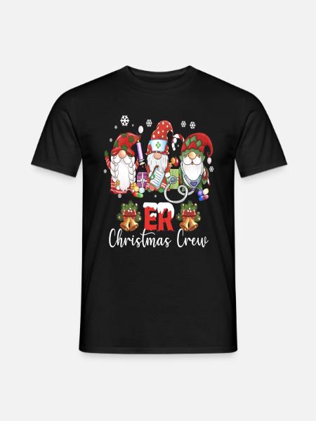 Infirmière Urgences Équipage de Noël Infirmière Escouade Gnomes Pyjamas - T-shirt homme - noir