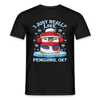 I Just Really Like Penguins Ok - Men's T-Shirt - black - Front - AI Model Male 178 light (178cm)